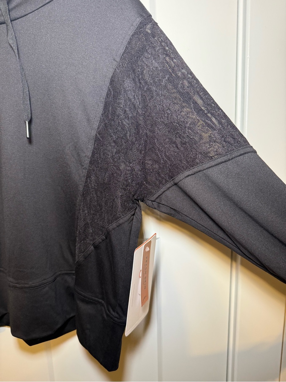 NWT Gottex Black Feminine Lace-Panel Hoodie - Picture 4 of 7